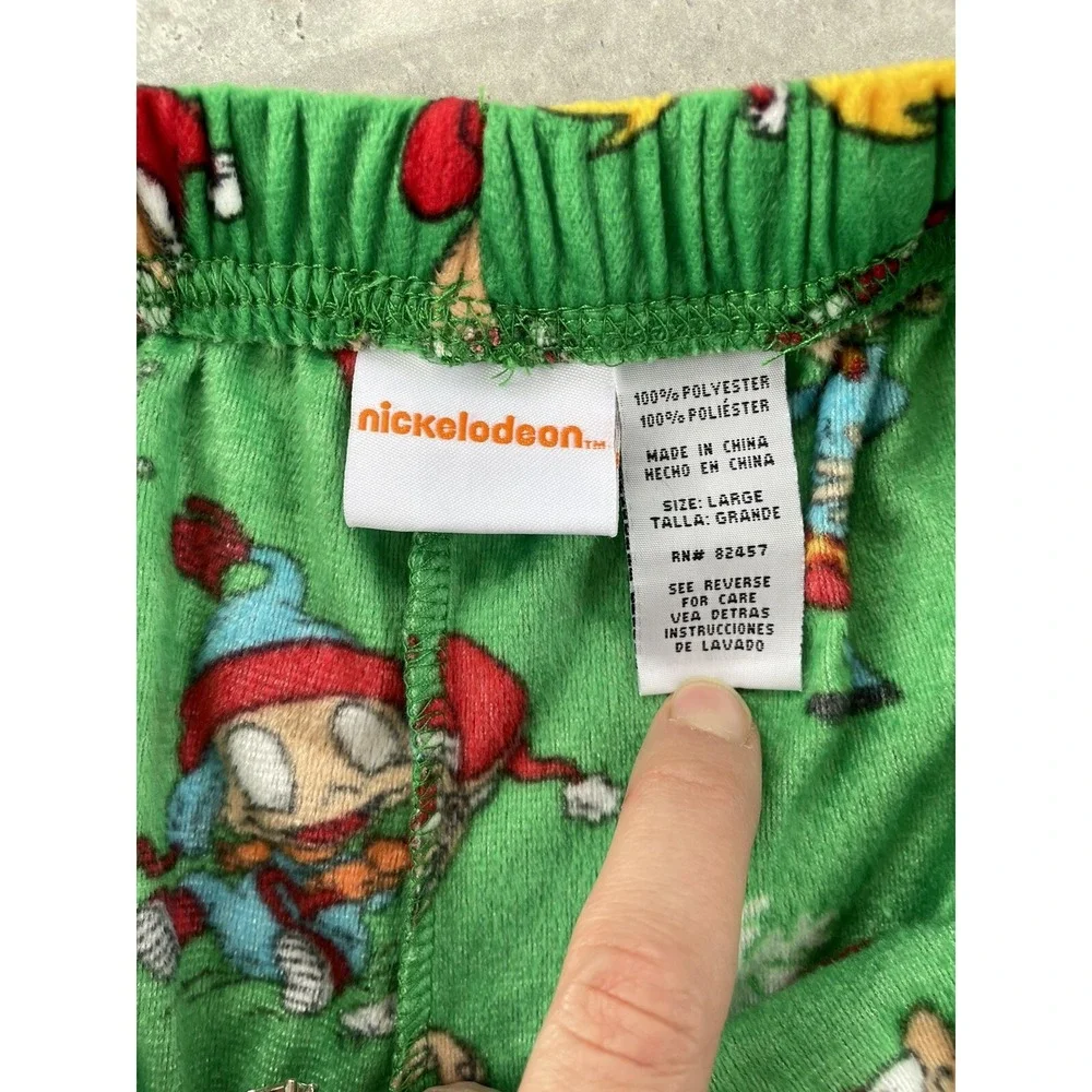 Nickelodeon Multi Characters Green‎ Christmas Pajama Pants size Large Cozy Soft